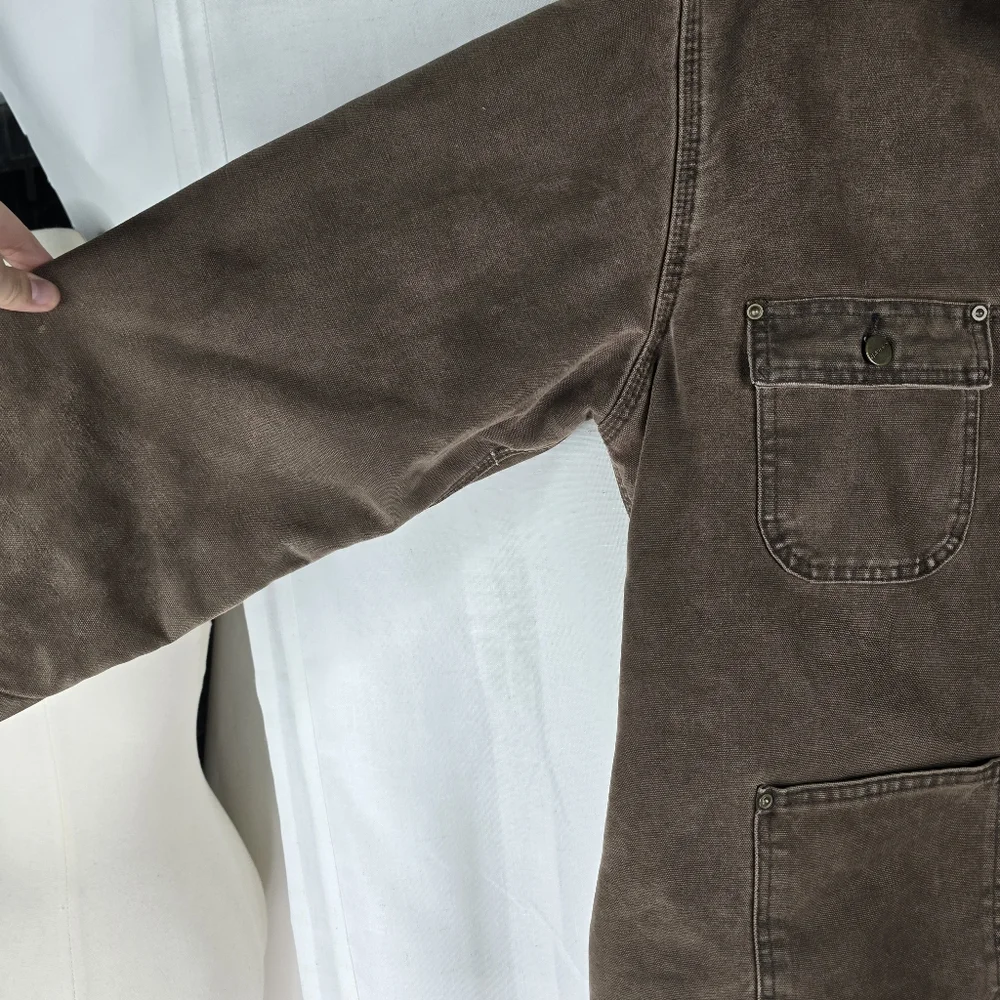 Carhartt Vintage Mens Large C02CHT Brown Chestnut Blanked Lined Chore Jacket - Picture 2 of 11